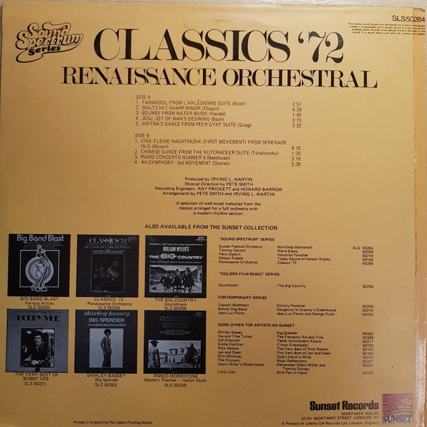 Renaissance Orchestral : Classics '72 For Orchestral And Rhythm Section (LP)