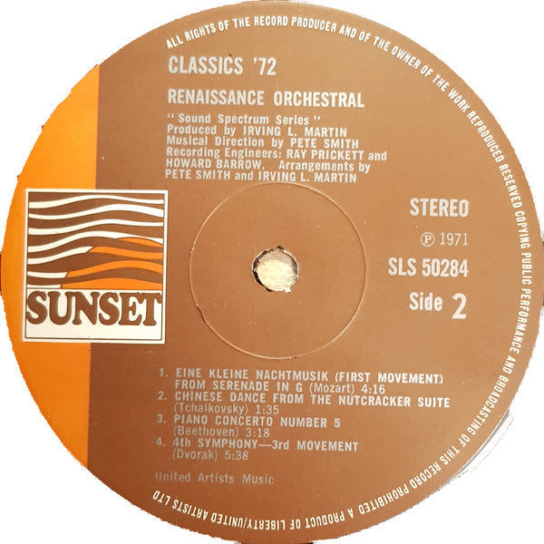 Renaissance Orchestral : Classics '72 For Orchestral And Rhythm Section (LP)