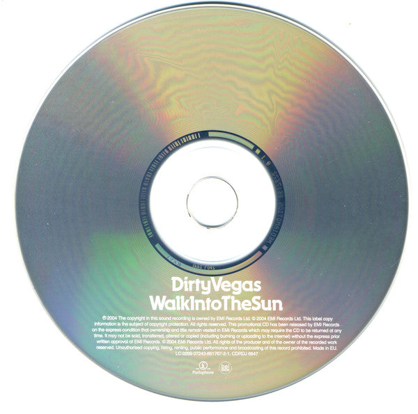 Dirty Vegas : Walk Into The Sun (CD, Single, Promo, Emb)