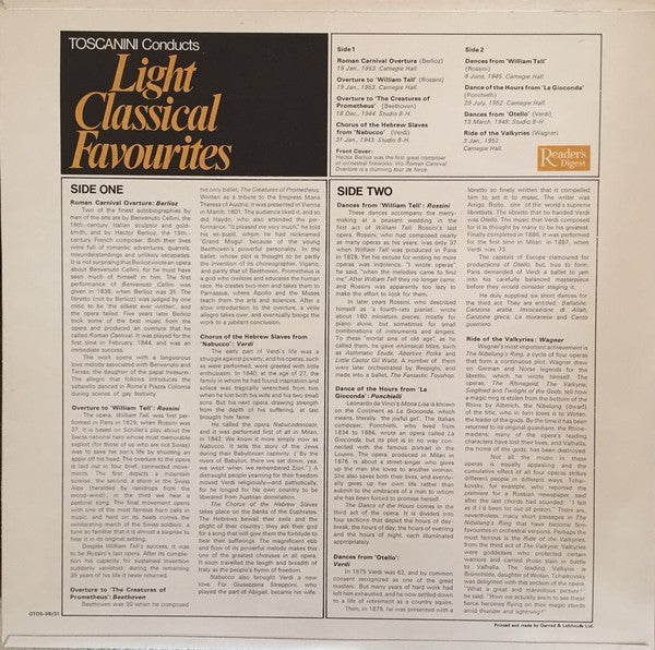 Arturo Toscanini : Toscanini Conducts Light Classical Favourites (9xLP, Comp + Box)