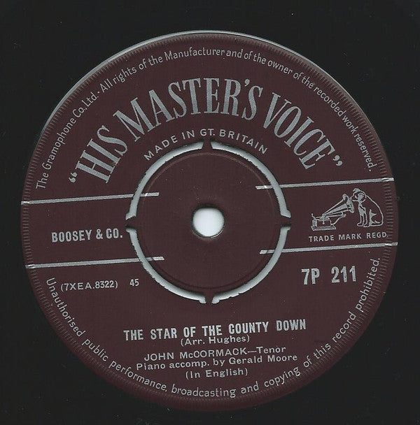 John McCormack (2) : The Star Of The County Down / I'll Walk Beside You (7", Single)