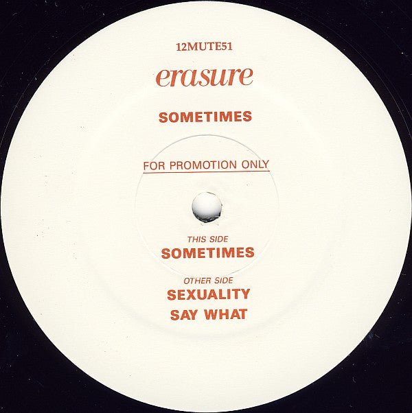 Erasure : Sometimes (12", Promo)