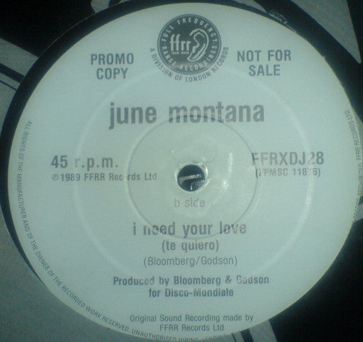 June Montana : I Need Your Love (12", Single, Promo)