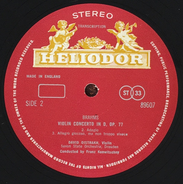 Johannes Brahms, David Oistrach : Violin Concerto In D Major, Op. 77 (LP)