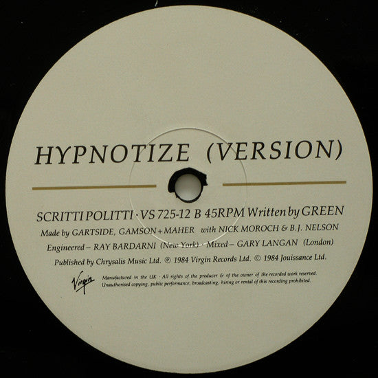 Scritti Politti : Hypnotize (12")
