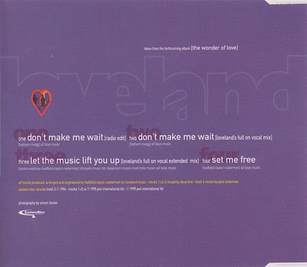 Loveland Featuring The Voice Of Rachel McFarlane : Don't Make Me Wait (CD, Single)
