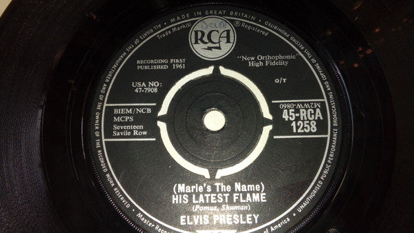 Elvis Presley : (Marie's The Name) His Latest Flame (7", Single)