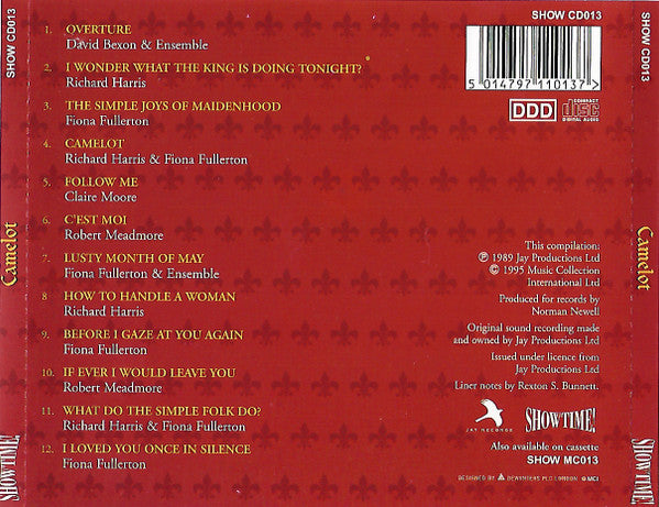 Lerner & Loewe - Richard Harris, Fiona Fullerton, Robert Meadmore : Camelot (Selected Highlights From Original 1982 London Cast Recording) (CD, Album)