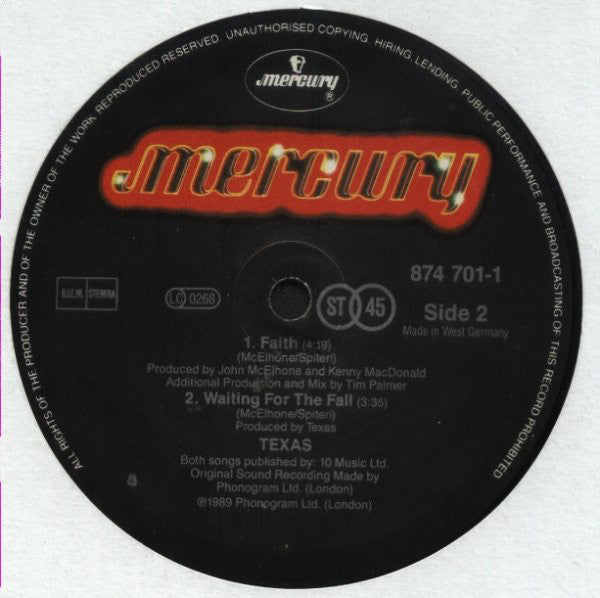 Texas : Everyday Now (12", Single)