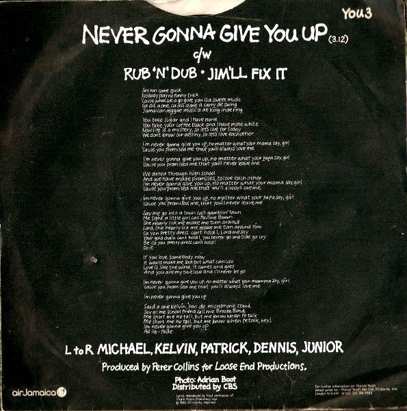Musical Youth : Never Gonna Give You Up (7", Single, Pap)