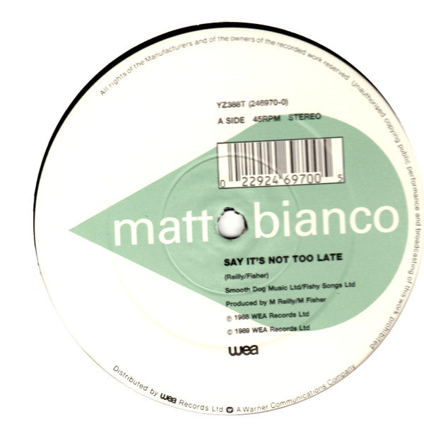 Matt Bianco : Say It's Not Too Late (12", Single)