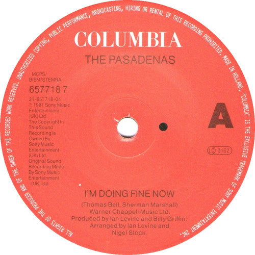 The Pasadenas : I'm Doing Fine Now (7", Single)