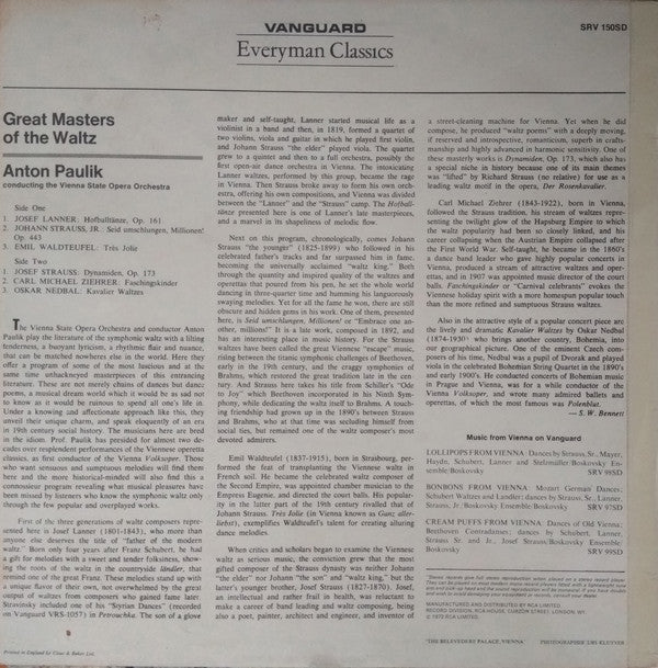 Anton Paulik, Orchester Der Wiener Staatsoper : The Great Waltz Composers (LP)