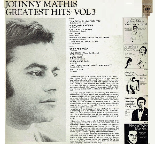 Johnny Mathis : Greatest Hits Vol. 3 (LP, Comp)