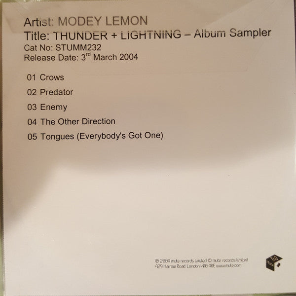 Modey Lemon : Thunder+Lightning (CDr, Promo, Smplr)