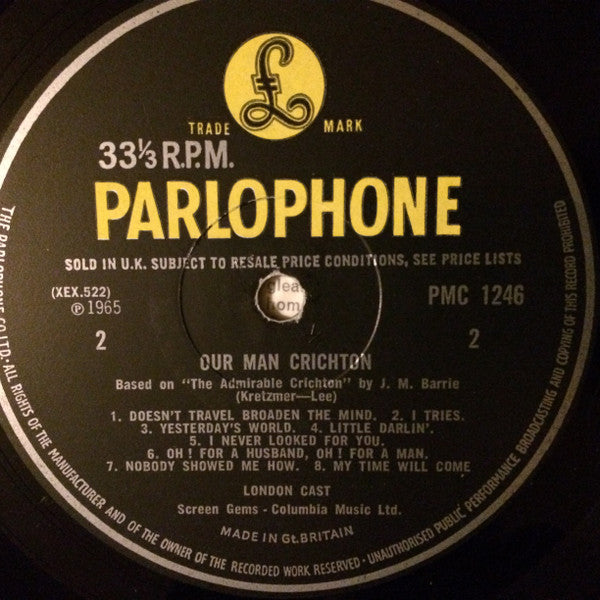 Dave Lee (7) & Herbert Kretzmer - Kenneth More, Millicent Martin : Our Man Crichton (LP, Album, Mono)