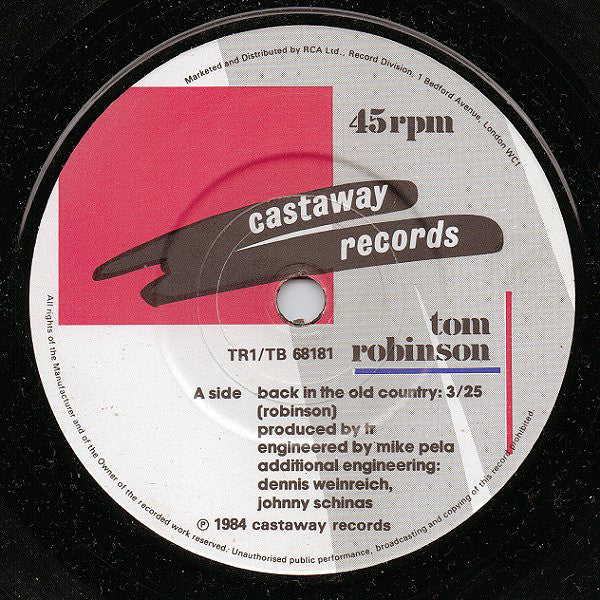Tom Robinson : Back In The Old Country (7", Single)