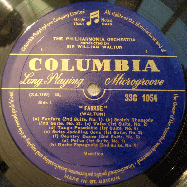 Sir William Walton, Philharmonia Orchestra : Façade Suites 1 And 2 / Johannesburg Festival Overture (10", Mono)