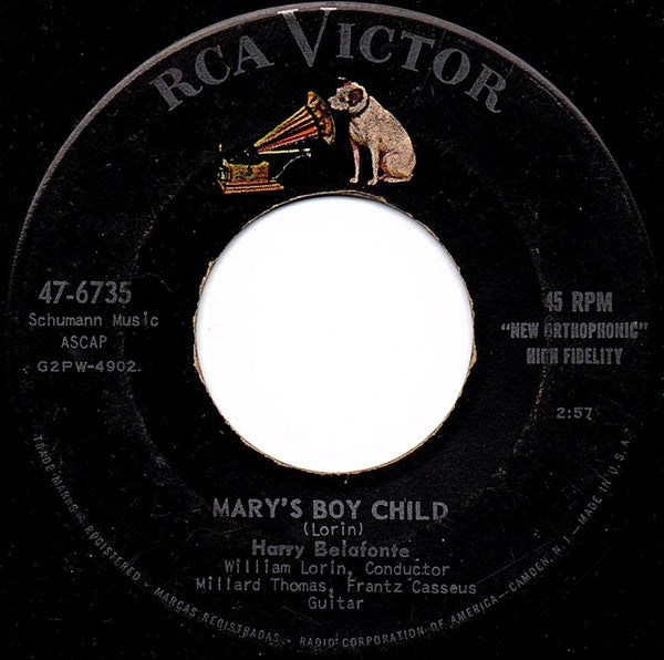 Harry Belafonte : Mary's Boy Child (7")