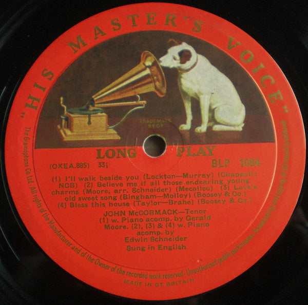 John McCormack (2) : Favourite Songs By John McCormack (10", Comp)