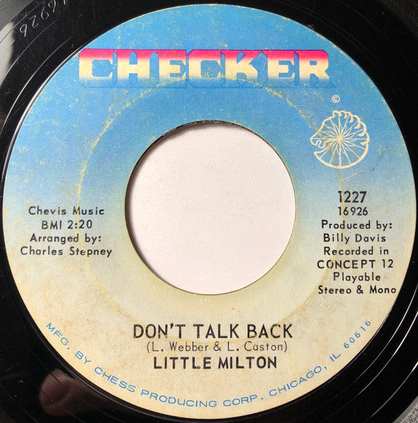 Little Milton : Baby I Love You / Don't Talk Back (7")