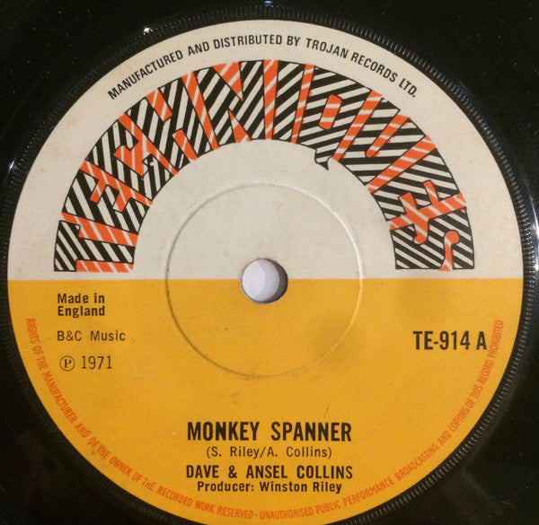 Dave & Ansel Collins : Monkey Spanner (7", Single, Sol)