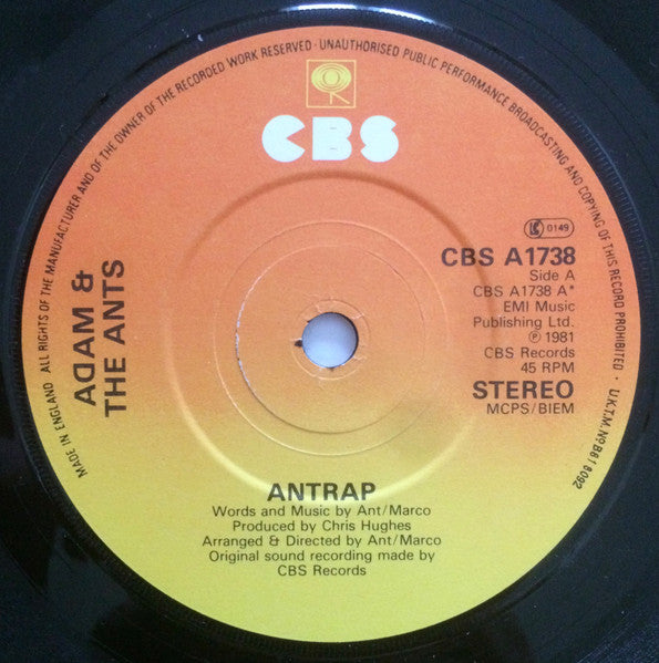 Adam And The Ants : Ant Rap (7", Single, Win)