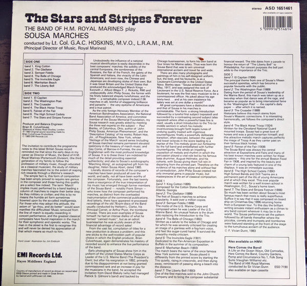 John Philip Sousa, The Band Of H.M. Royal Marines (Royal Marines School of Music) Conducted By Graham Hoskins (2) : The Stars And Stripes Forever (Fourteen Favorite Marches By John Philip Sousa) (LP)