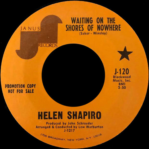 Helen Shapiro : Waiting On The Shores Of Nowhere / A Glass Of Wine (7", Single, Promo)