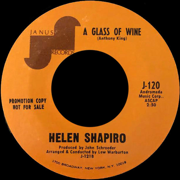 Helen Shapiro : Waiting On The Shores Of Nowhere / A Glass Of Wine (7", Single, Promo)