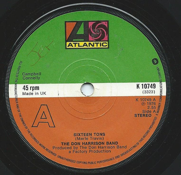 The Don Harrison Band : Sixteen Tons (7", Single, Sol)