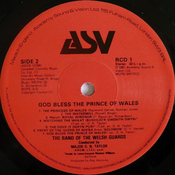 Band Of The Welsh Guards : God Bless The Prince Of Wales (LP)