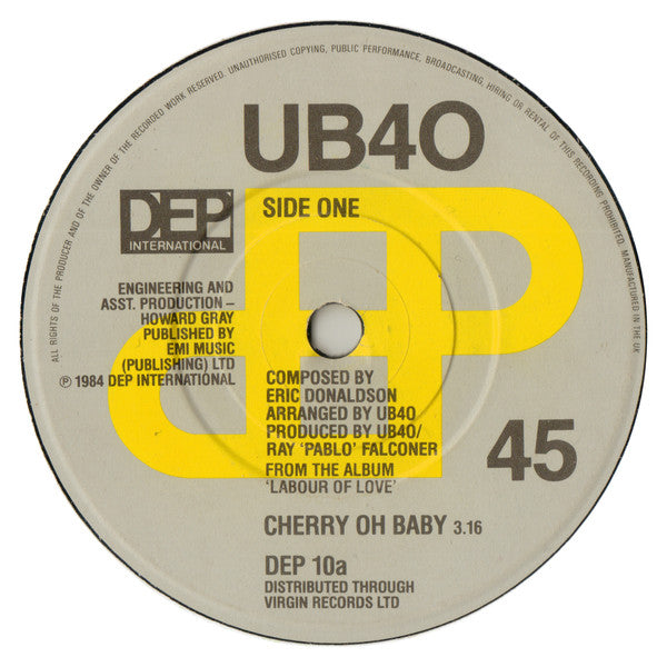 UB40 : Cherry Oh Baby (7", Single)