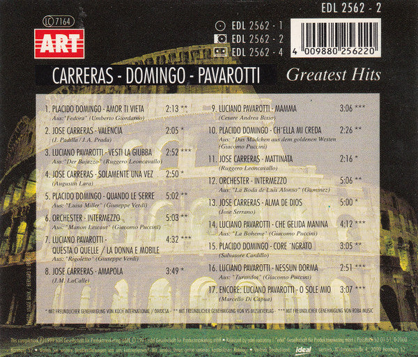 José Carreras, Placido Domingo, Luciano Pavarotti : Greatest Hits (CD, Comp)