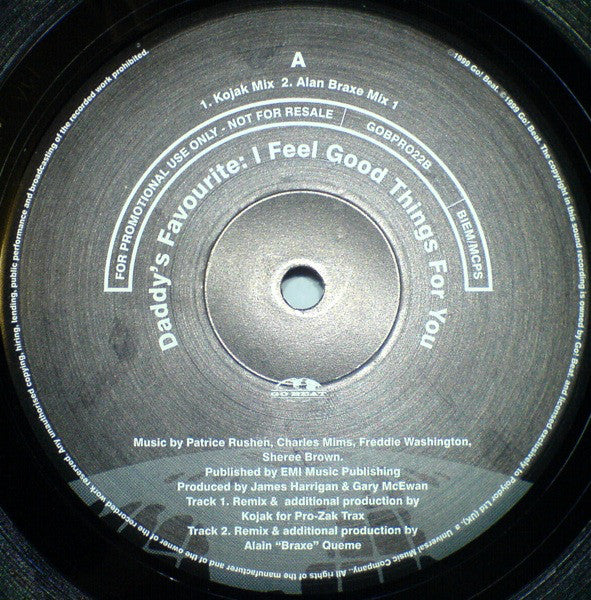 Daddy's Favourite : I Feel Good Things For You (12", Promo)