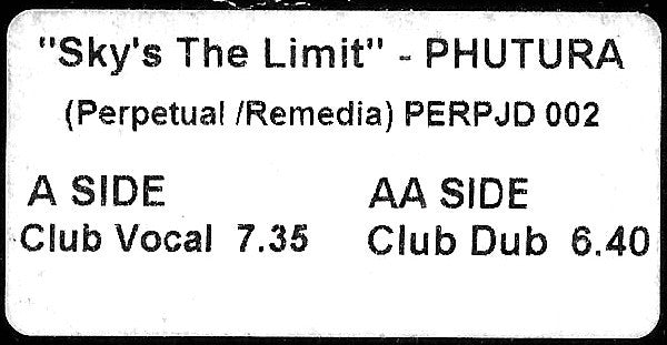 Phutura (2) : Sky's The Limit (12", Promo, W/Lbl, Sti)