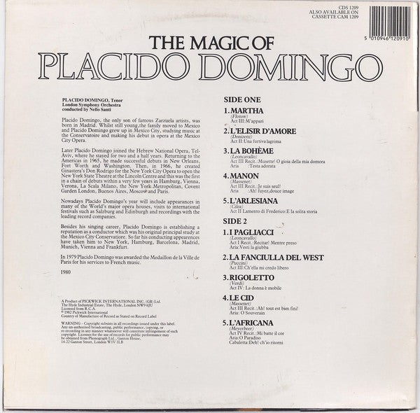 Placido Domingo With The London Symphony Orchestra* : The Magic Of Placido Domingo (LP, Comp)