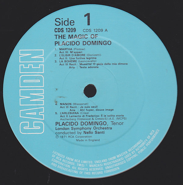 Placido Domingo With The London Symphony Orchestra* : The Magic Of Placido Domingo (LP, Comp)