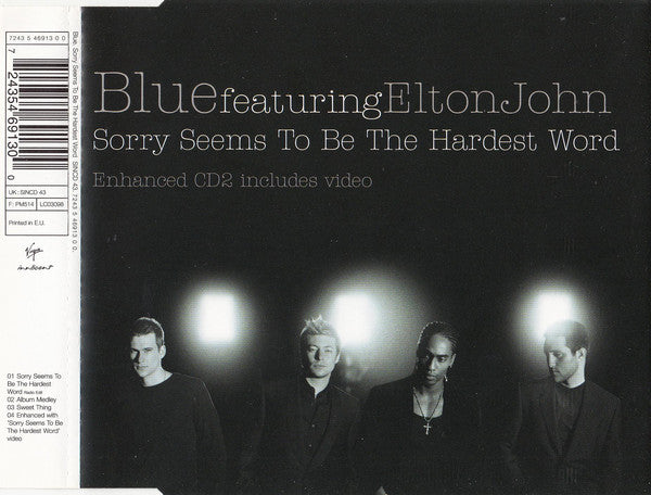 Blue (5) Featuring Elton John : Sorry Seems To Be The Hardest Word (CD, Single, Enh, CD2)