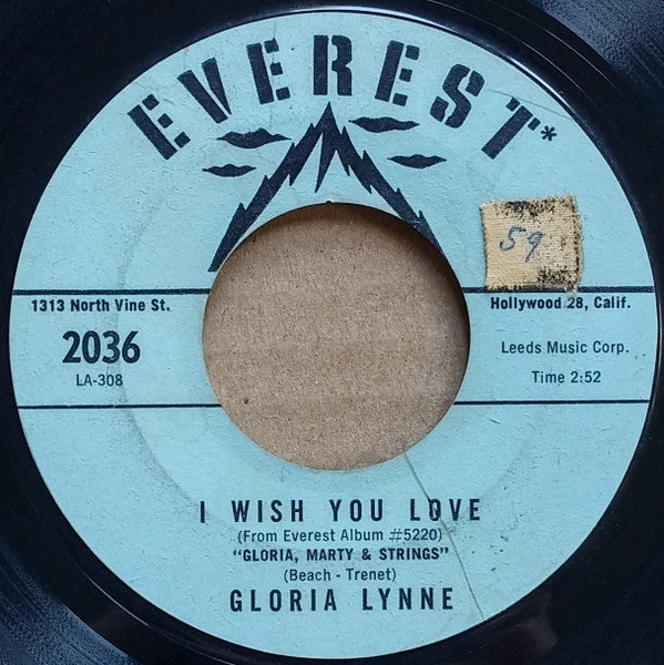 Gloria Lynne : I Wish You Love / Through A Long And Sleepless Night (7", Single)