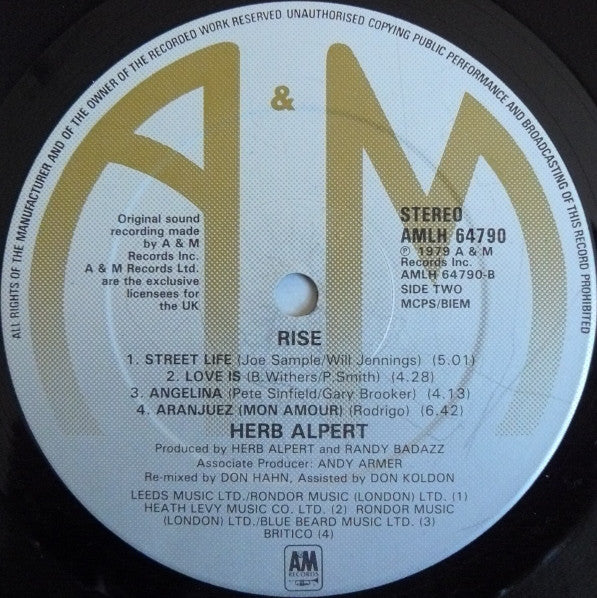 Herb Alpert : Rise (LP, Album)