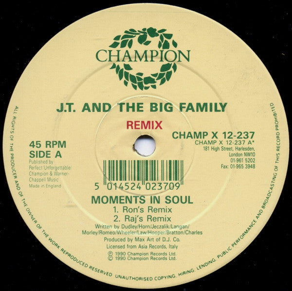 J.T. And The Big Family : Moments In Soul (Remix) (12")