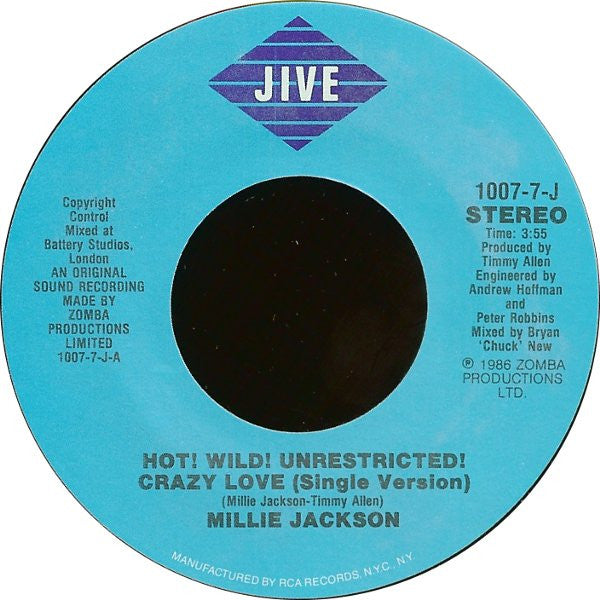 Millie Jackson : Hot! Wild! Unrestricted! Crazy Love (7")