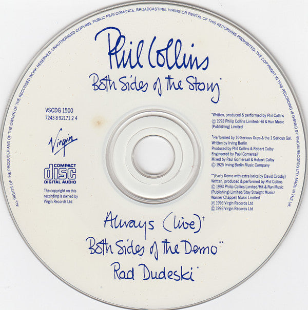 Phil Collins : Both Sides Of The Story (CD, Single, Dig)