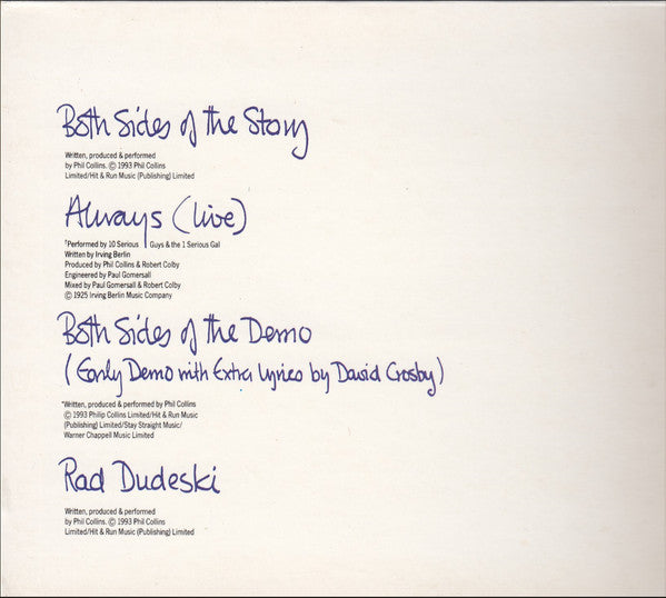 Phil Collins : Both Sides Of The Story (CD, Single, Dig)