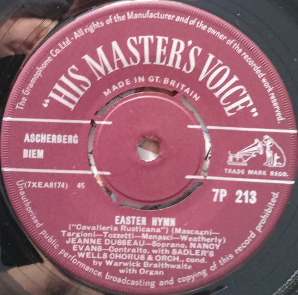 Jeanne Dusseau And Nancy Evans (3) : The 'Easter Hymn' And The 'Barcarolle' (7")