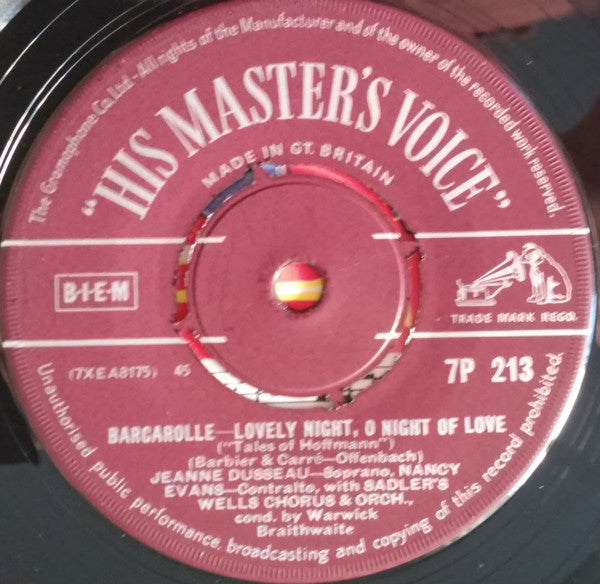 Jeanne Dusseau And Nancy Evans (3) : The 'Easter Hymn' And The 'Barcarolle' (7")