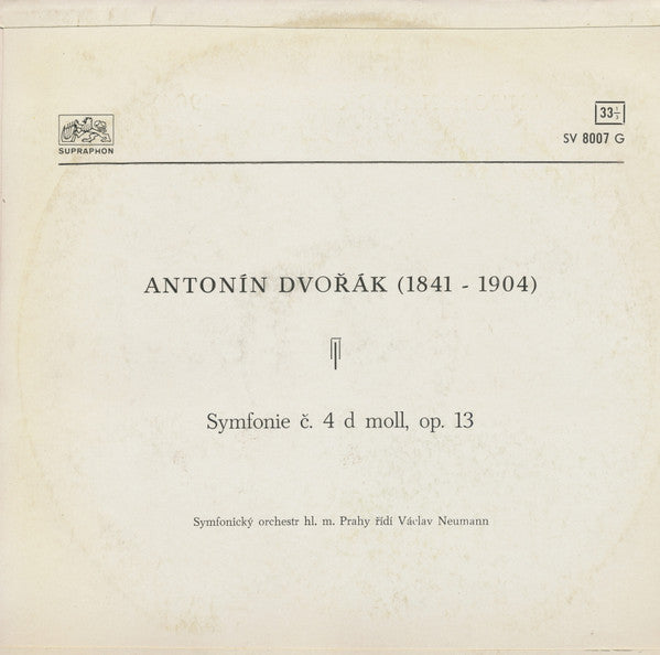 Antonín Dvořák : Symphony No. 4 In D Minor, Op. 13 (LP, Album)
