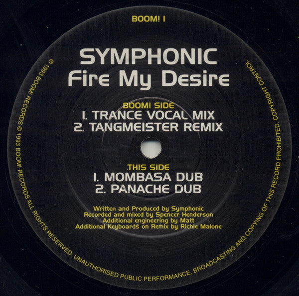 Symphonic (2) : Fire My Desire (12")