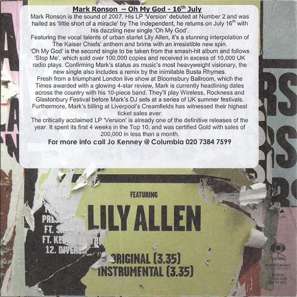 Mark Ronson Featuring Lily Allen : Oh My God (CD, Single, Promo)